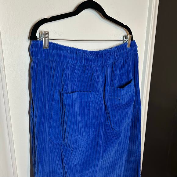 Nahmias Men's Blue Corduroy Relaxed Trousers Size 36 Drawstring Straight Leg - Picture 7 of 14